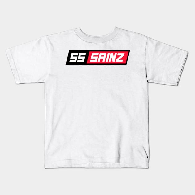 Carlos Sainz 55 F1 Driver Kids T-Shirt by petrolhead